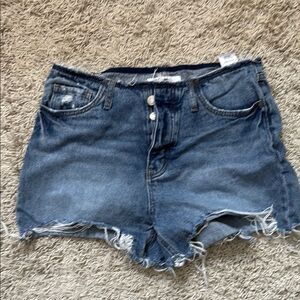 VERVET BY FLYING MONKEY Blue Jean Shorts Distressed High-Waisted